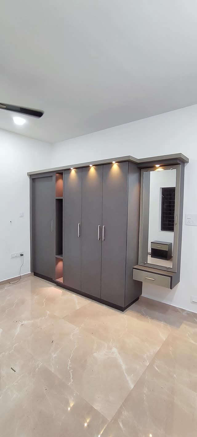 Grey Matte Wardrobe with Vanity
