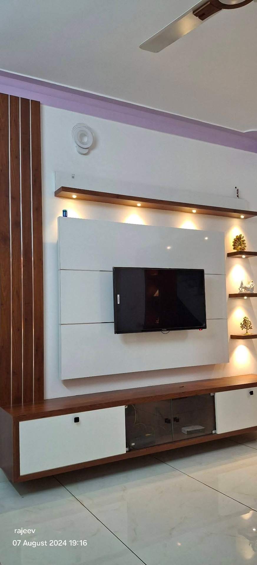 White Panel TV Unit with Shelves