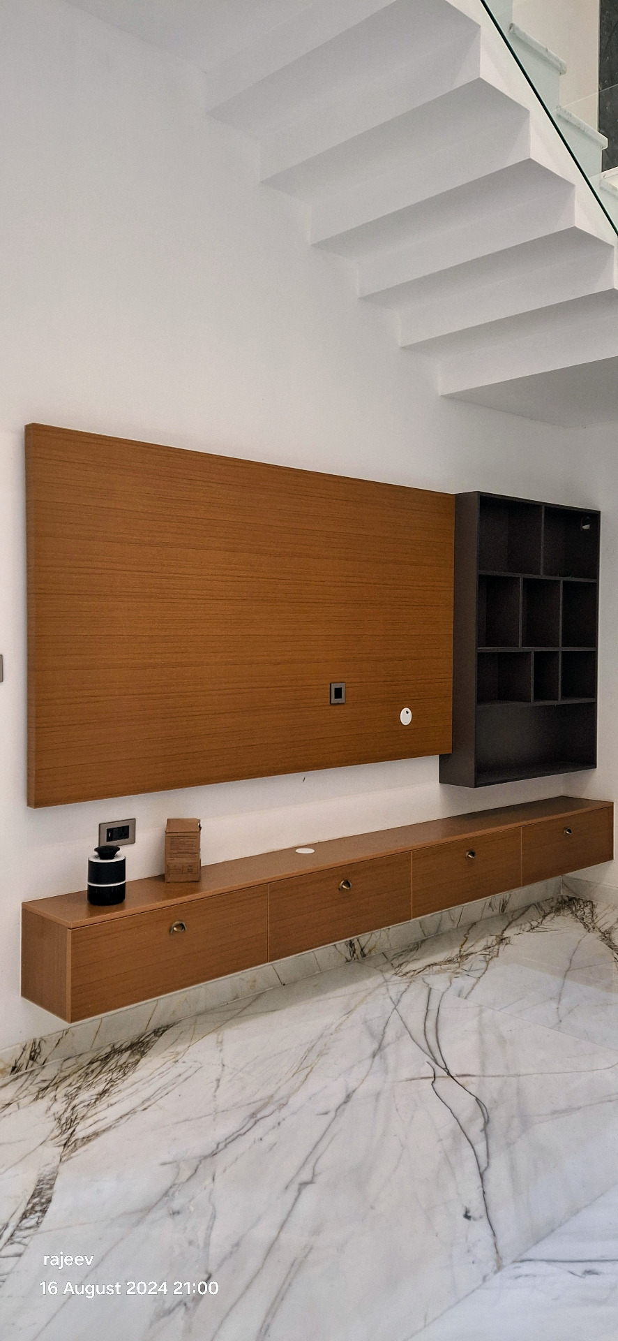 Teak Wood Floating TV Console