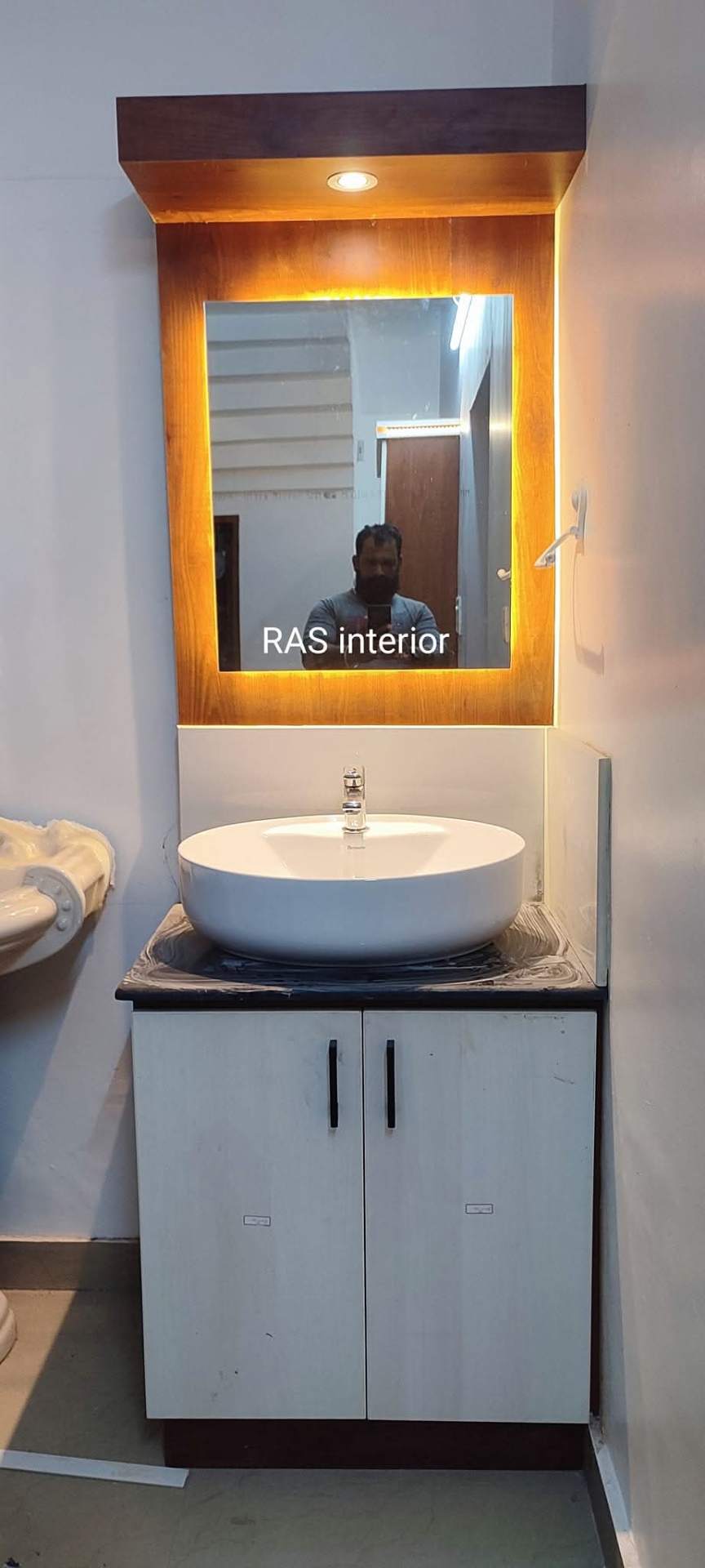 Teak Frame Mirror Wash Unit