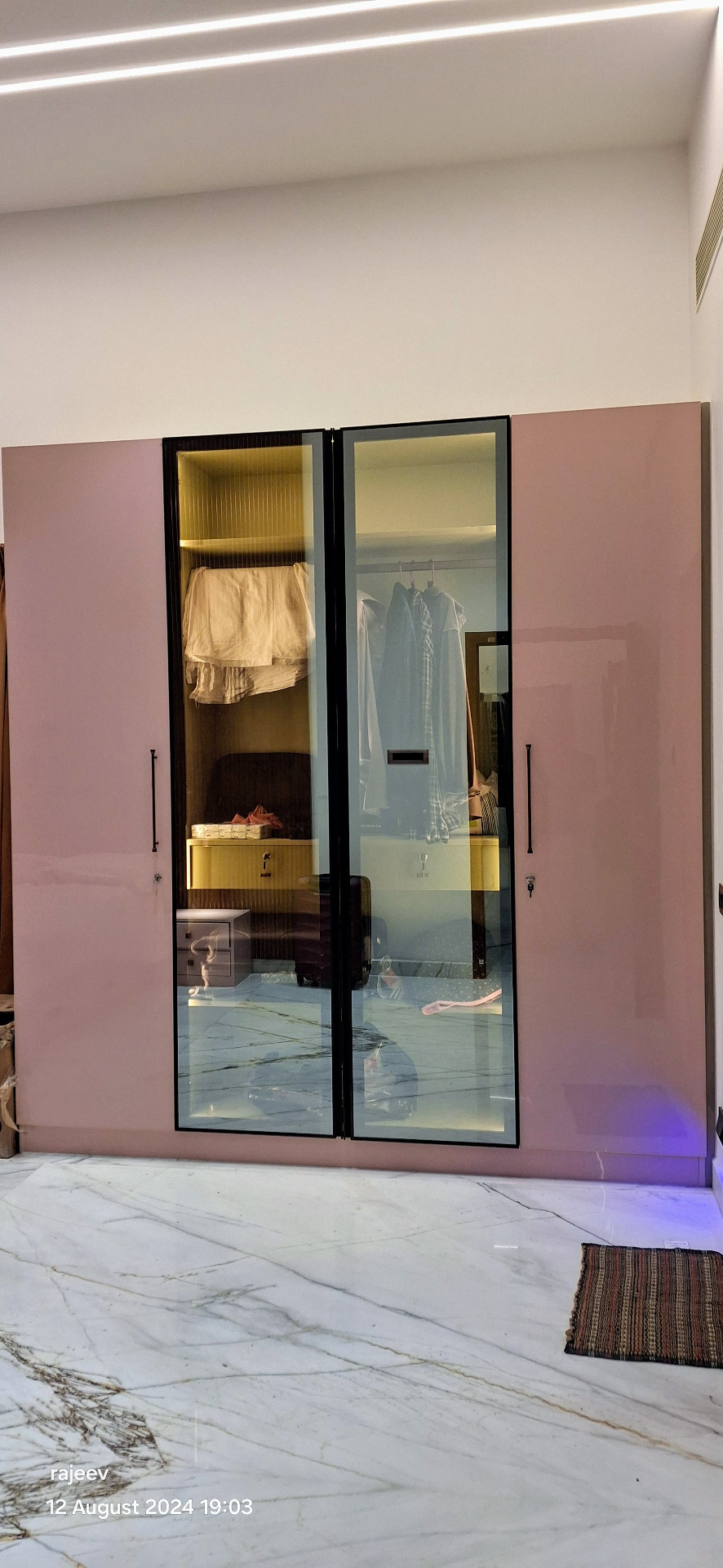 Pink Glass Wardrobe with Display